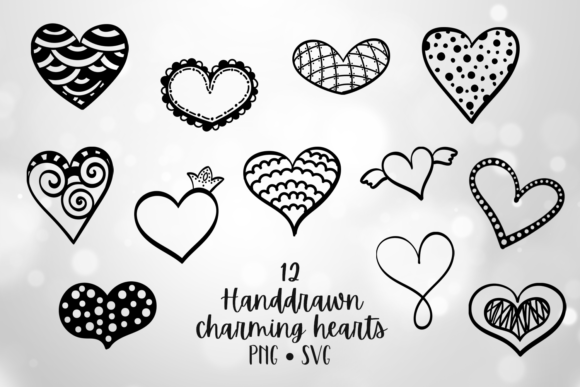 Handdrawn Charming Hearts: A Versatile Graphic Design Asset for Branding and Marketing