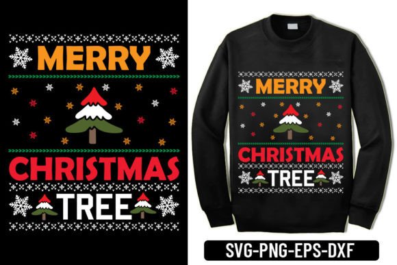 Ugly Sweater - Merry Christmas Tree Graphics for T-Shirt Designs