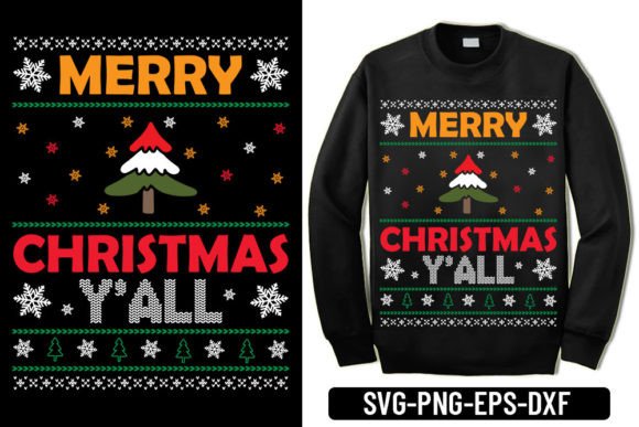 Ugly Sweater - Merry Christmas Y’all Graphics for T-Shirt Designs